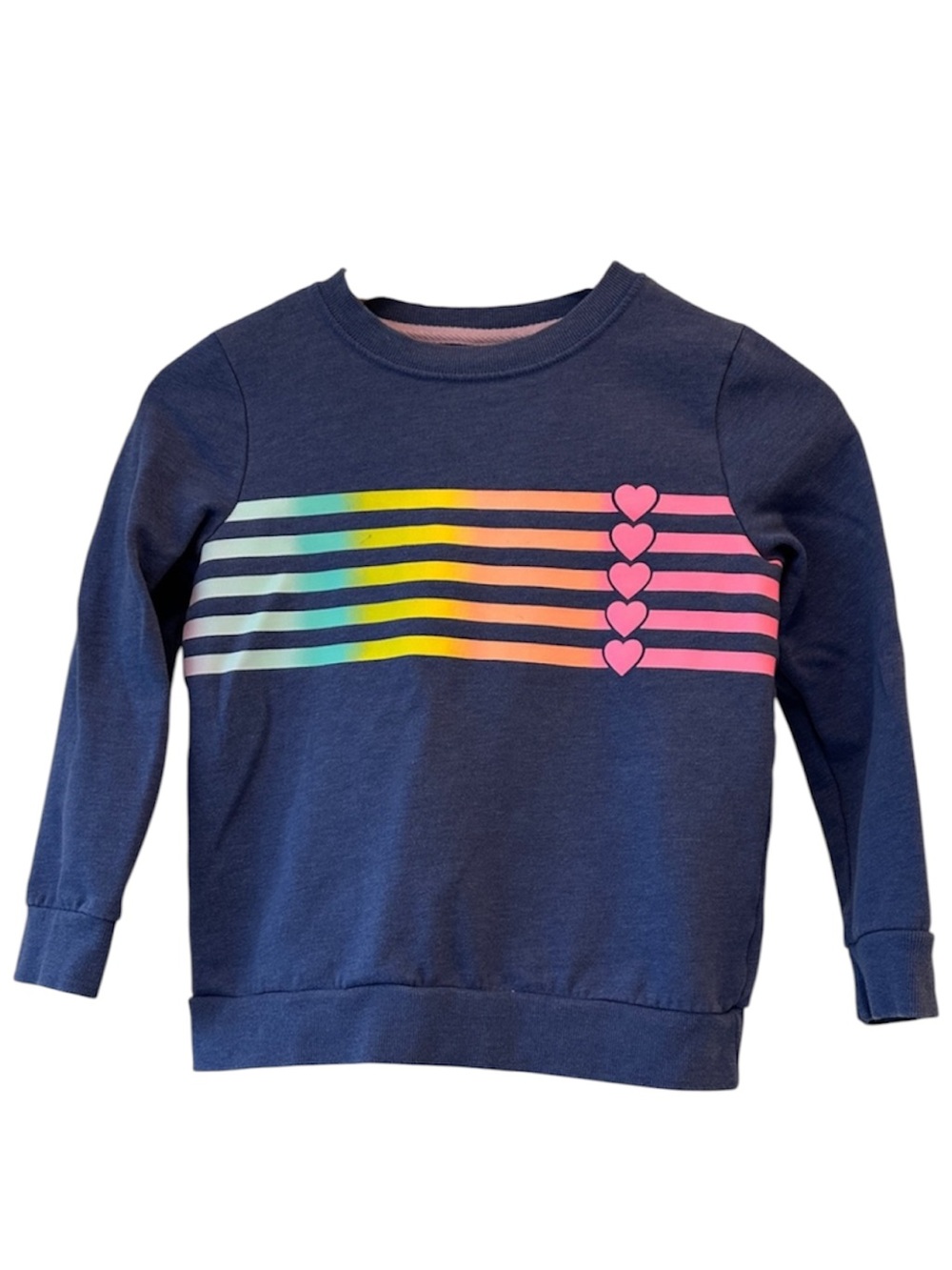 Cat & Jack Blue Sweatshirt with Colorful Stripes and Hearts 💕